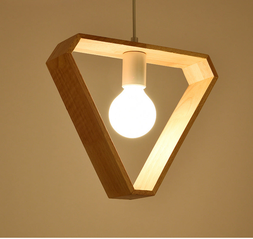 Nordic Triangle Pendant Lamp – Wooden Geometric Chandelier