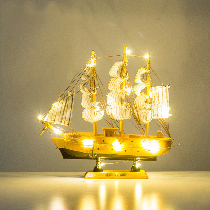 Smooth Sailing Pirate Ship – Wooden Decorative Sailboat Model