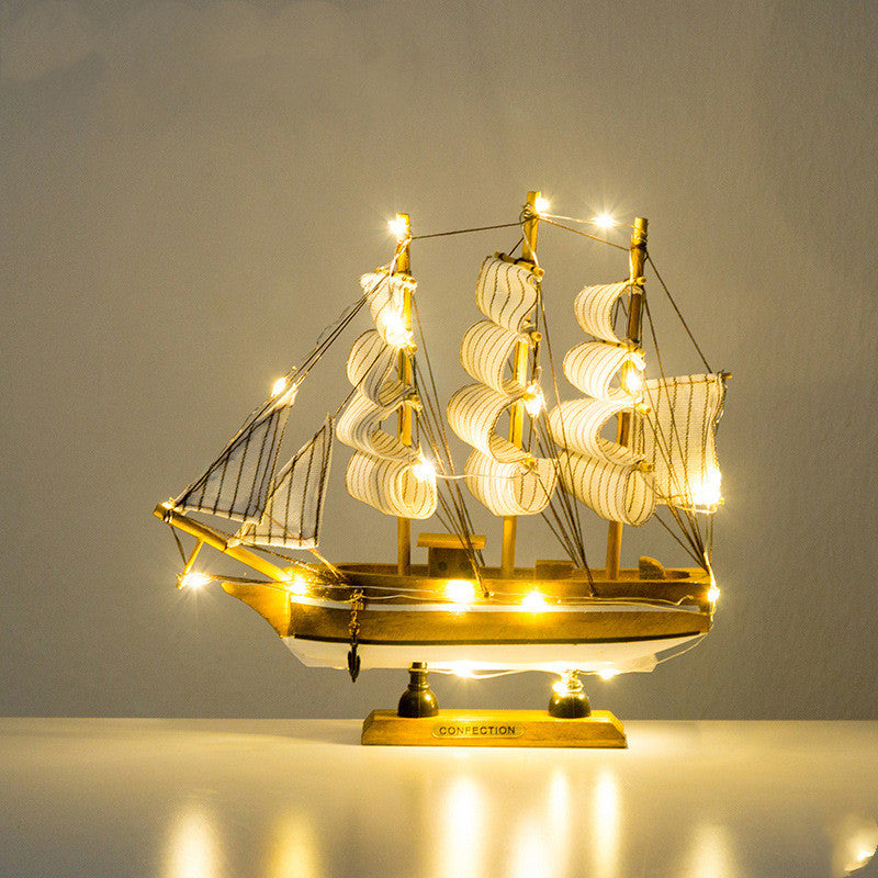 Smooth Sailing Pirate Ship – Wooden Decorative Sailboat Model