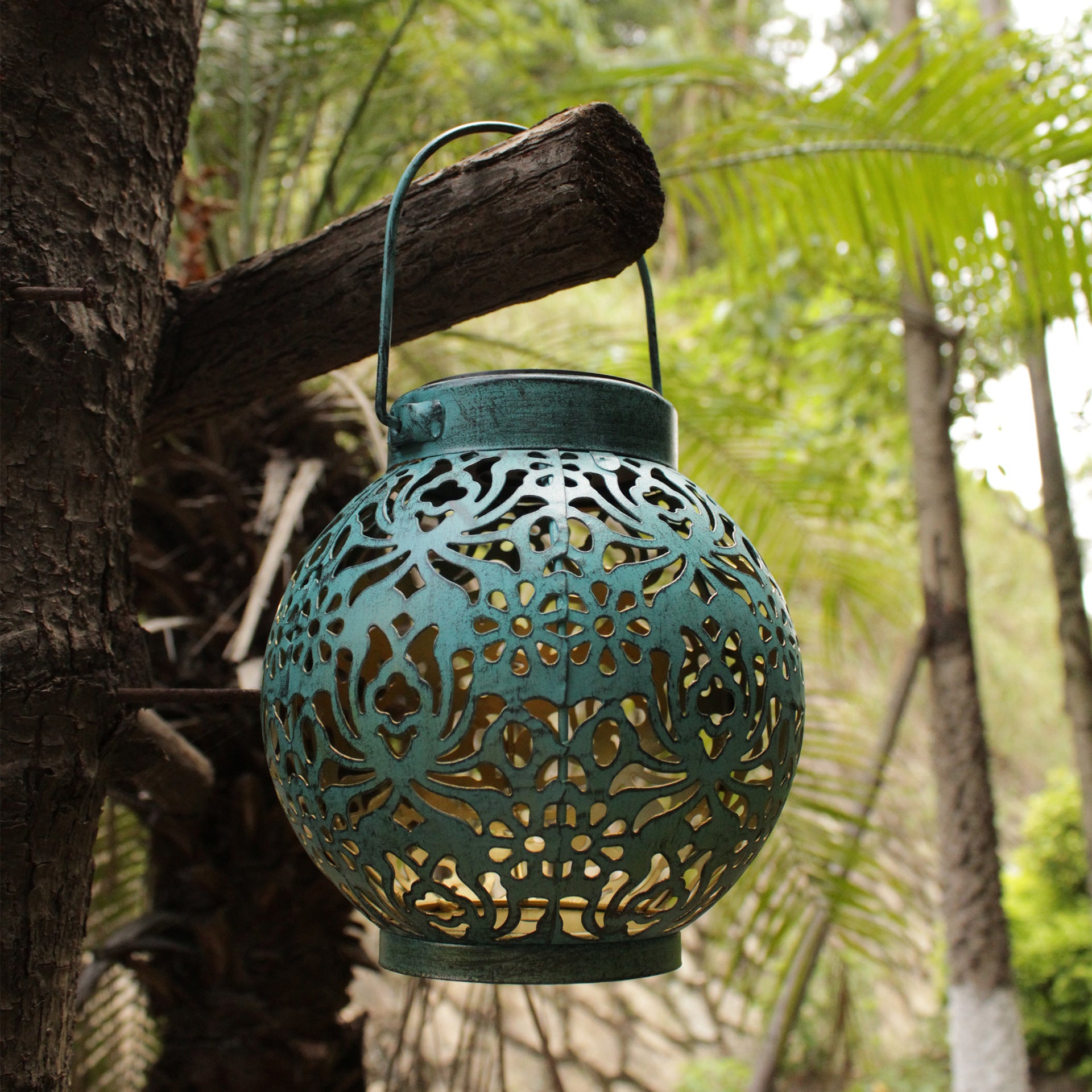 AzureGlow Hanging Lantern – Solar Hollow Projection Light