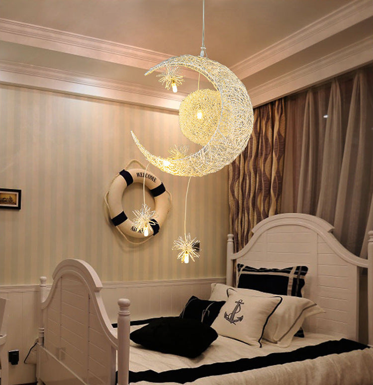 LunaStar Pendant Lamp – Moon & Star LED Chandelier