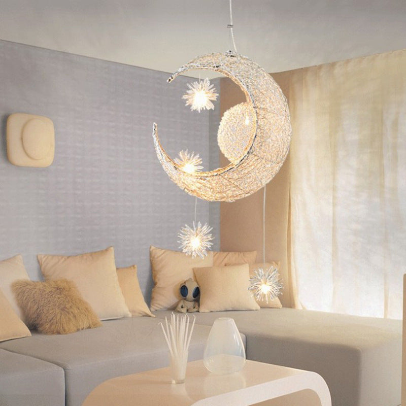 LunaStar Pendant Lamp – Moon & Star LED Chandelier