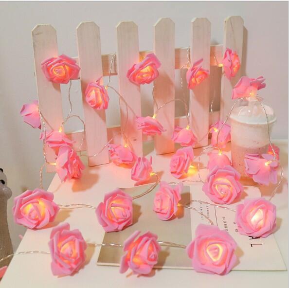 Rosé Glow String Lights – Romantic Flower LED Decor