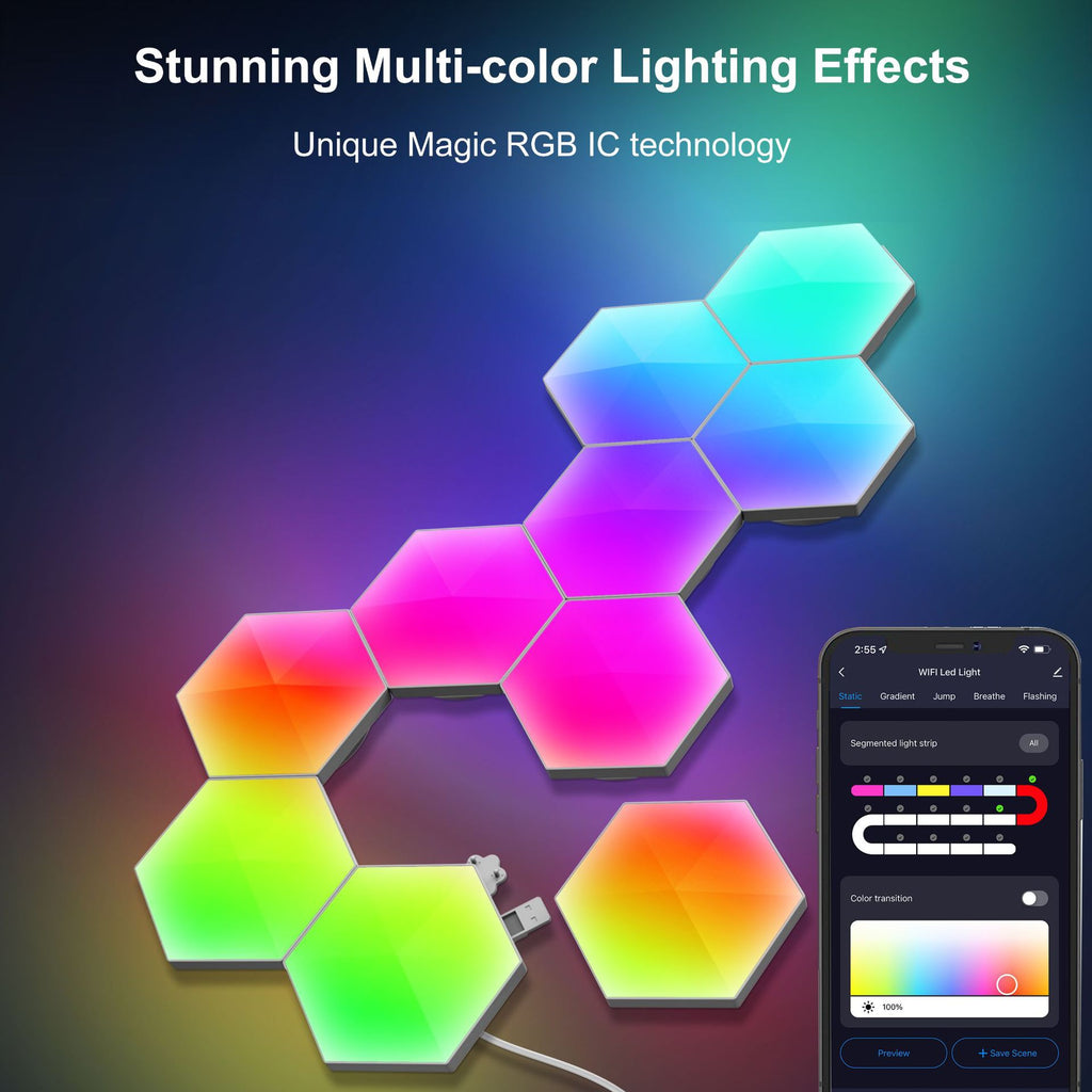 QuantumHex Smart Lamp – RGB Honeycomb Wall Light