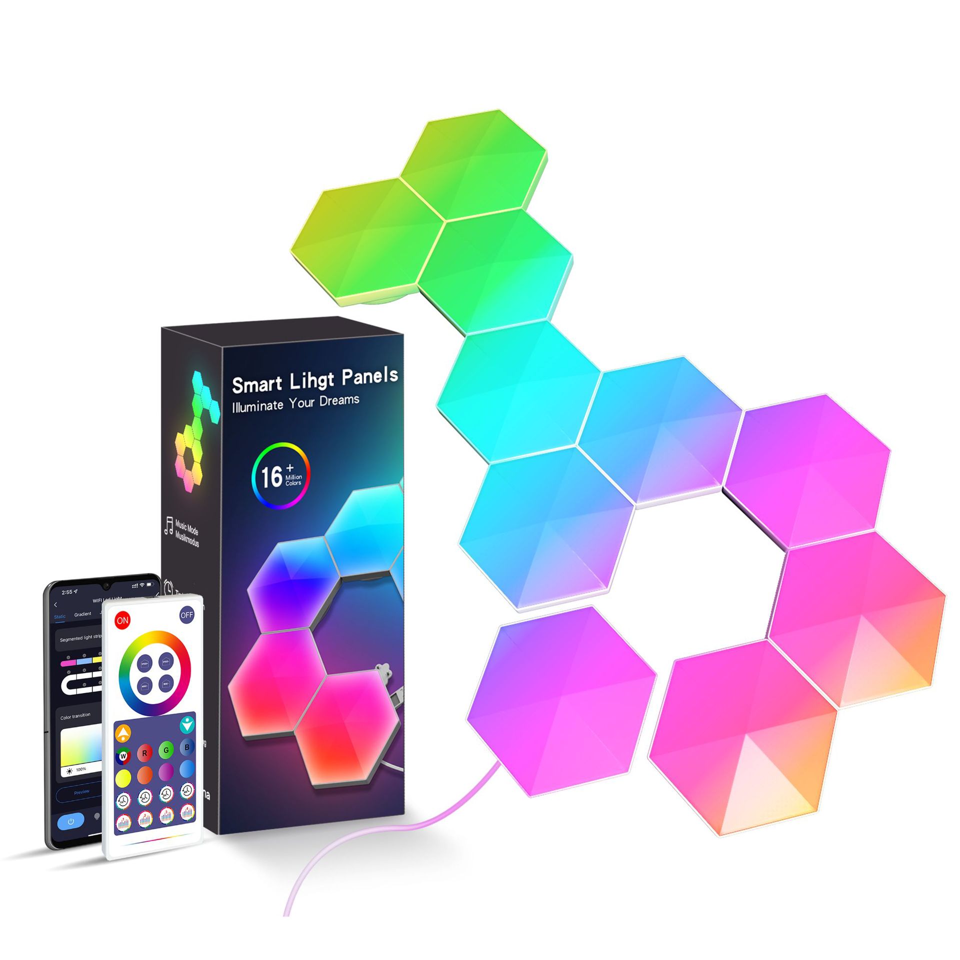 QuantumHex Smart Lamp – RGB Honeycomb Wall Light