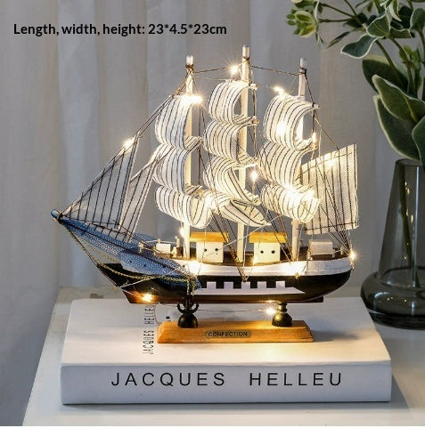Smooth Sailing Pirate Ship – Wooden Decorative Sailboat Model