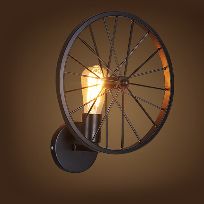 Ferron Industrial Wheel Wall Lamp – Vintage Iron Statement Light