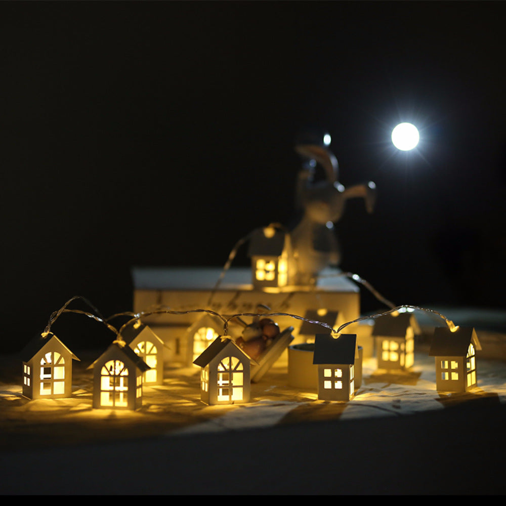 Nordic Mini House LED String Lights – Soft Wooden Glow