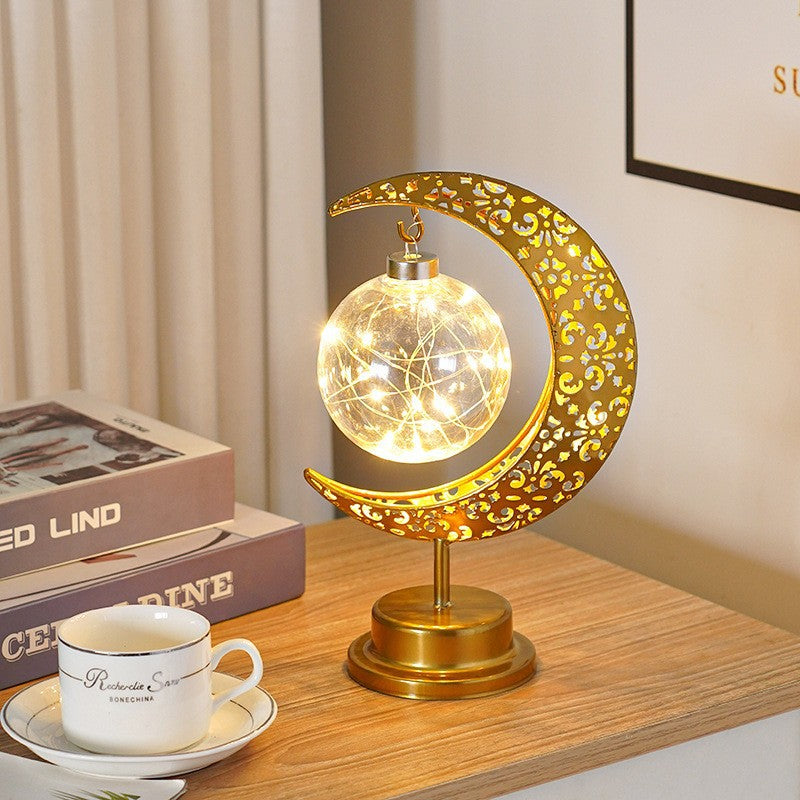 LunaGlow Moon Lamp – Creative Iron LED Decor Light