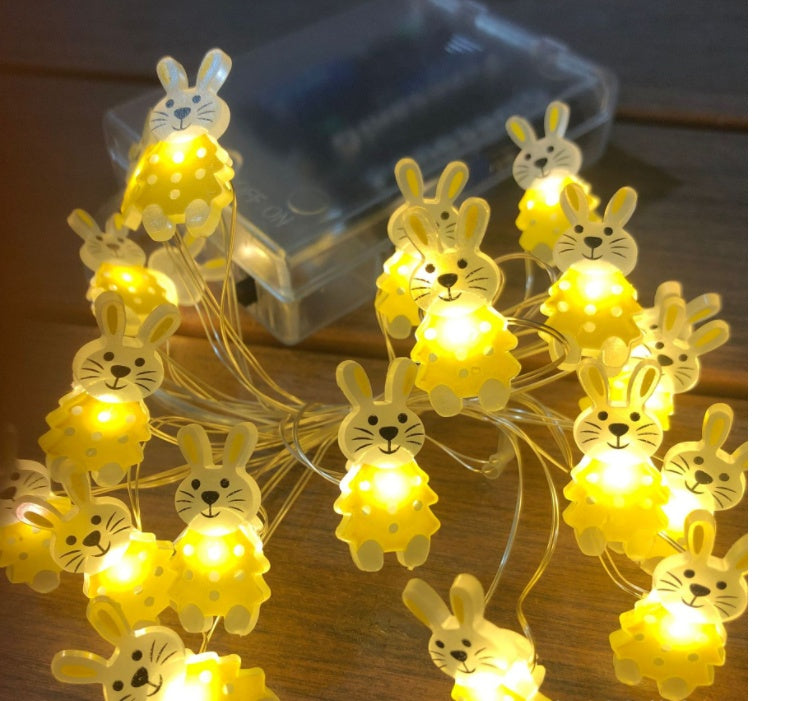 LunaBloom Easter String Lights - Bunny & carrot LED Decor.