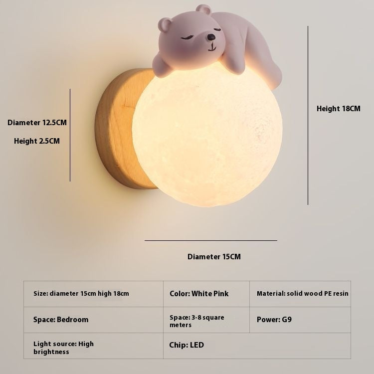 LunaNest Kids Wall Lamp – Moon & Animal Ambient Light