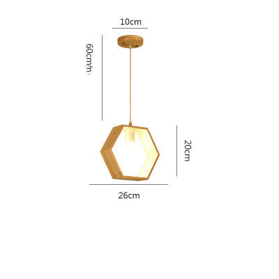 Nordic Triangle Pendant Lamp – Wooden Geometric Chandelier