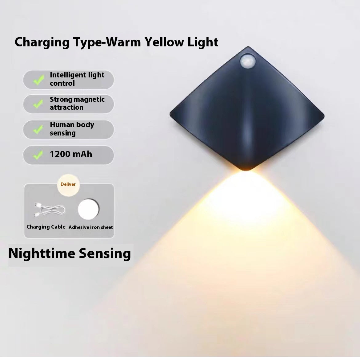 GlowSense Night Light – Rechargeable Motion Sensor Wall Lamp