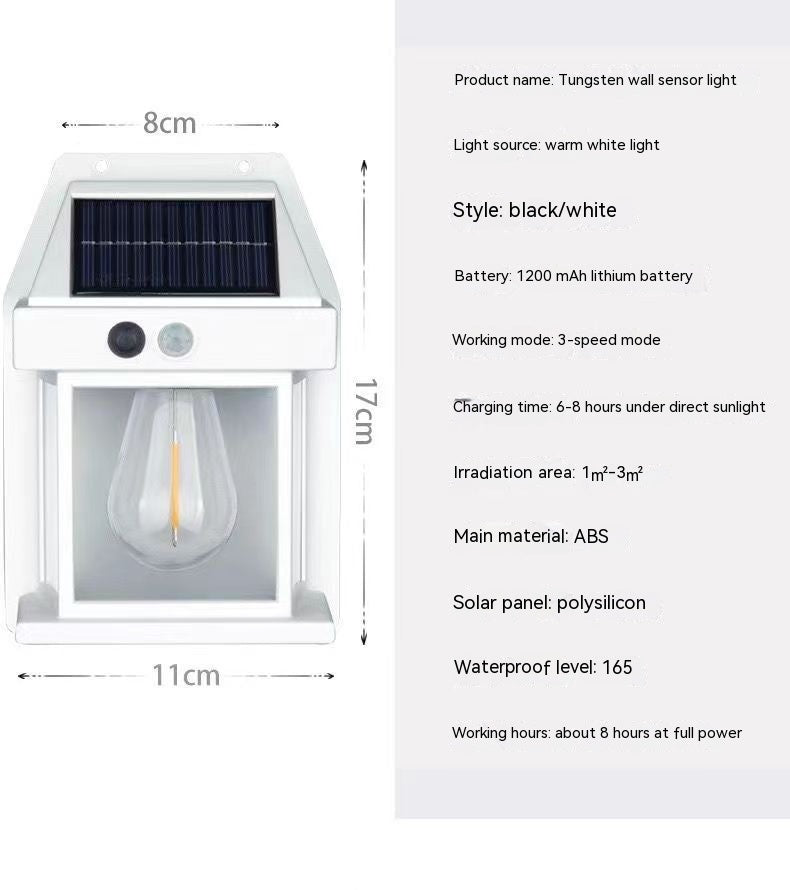 Solis Vintage Glow – Solar Tungsten Garden Wall Lamp