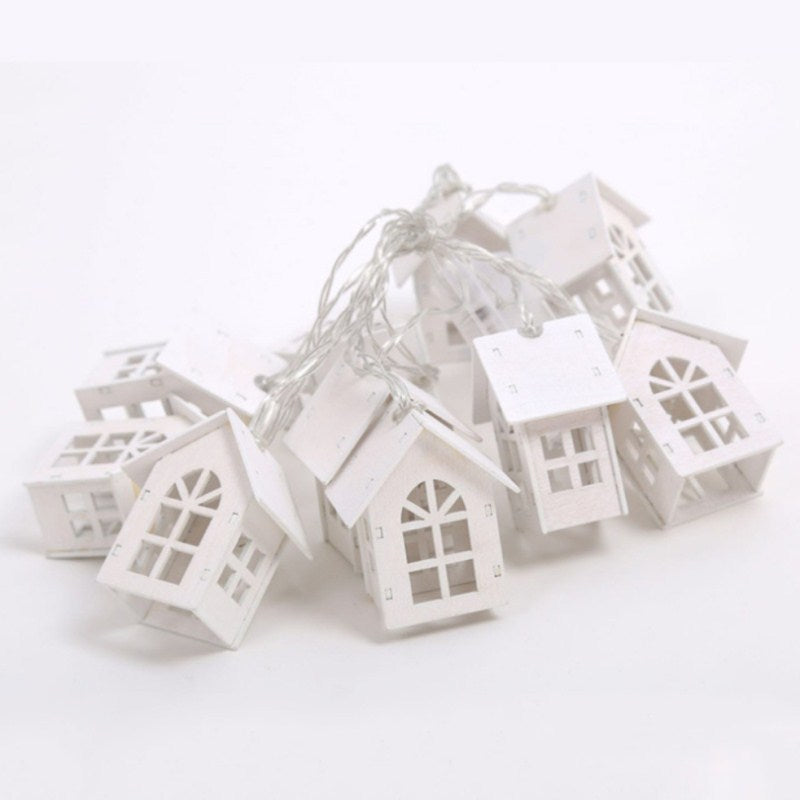 Nordic Mini House LED String Lights – Soft Wooden Glow