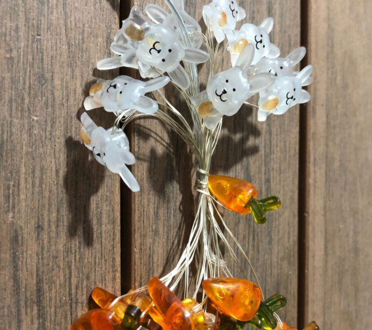 LunaBloom Easter String Lights - Bunny & carrot LED Decor.