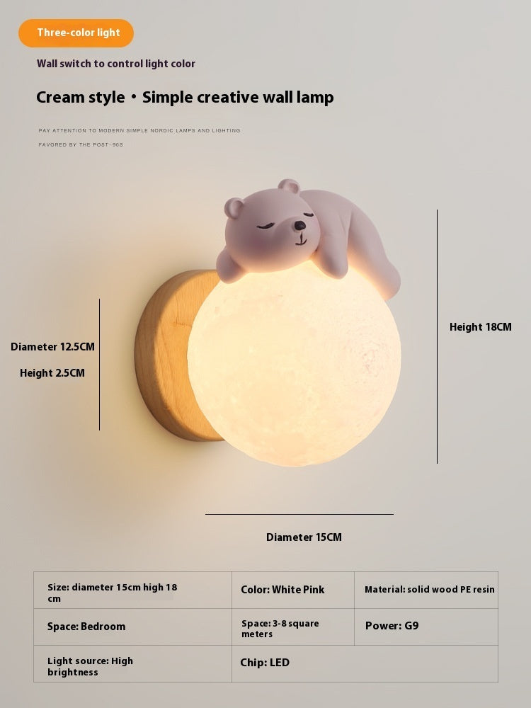 LunaNest Kids Wall Lamp – Moon & Animal Ambient Light
