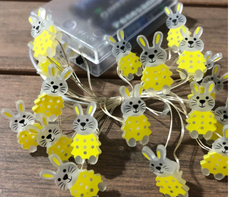 LunaBloom Easter String Lights - Bunny & carrot LED Decor.