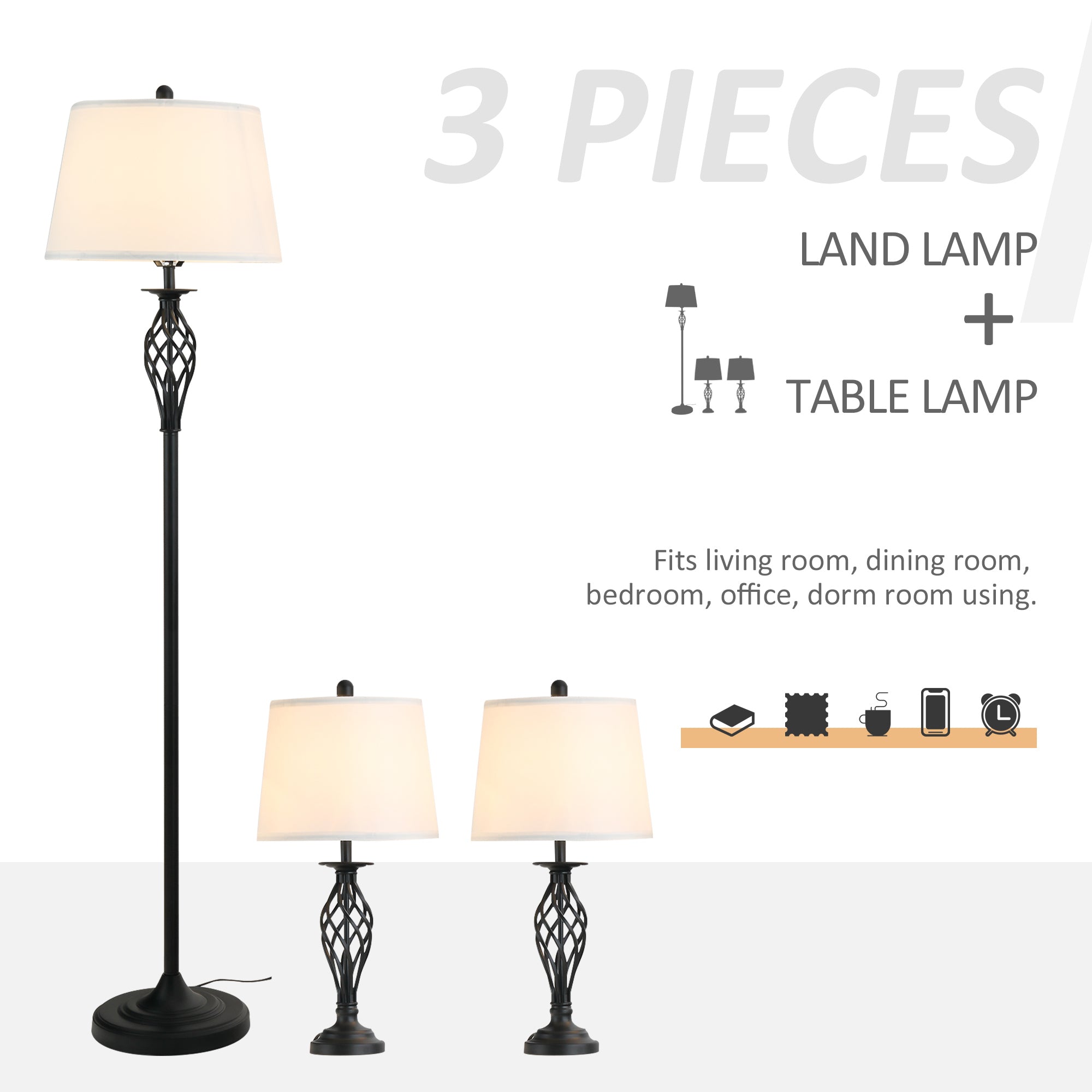 Noiré 3-Piece Lamp Set – Modern Ambient Living Collection