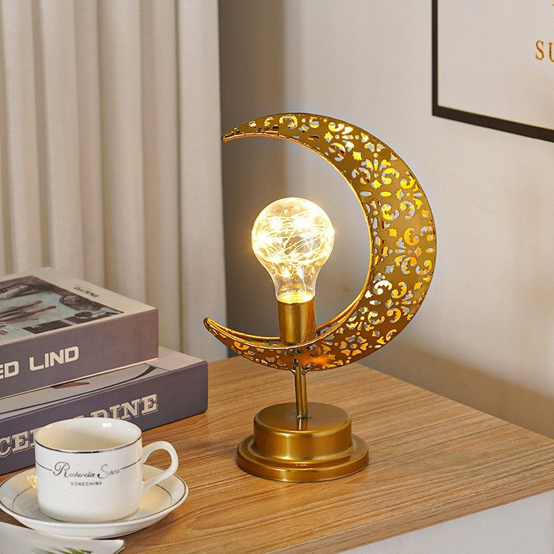 LunaGlow Moon Lamp – Creative Iron LED Decor Light