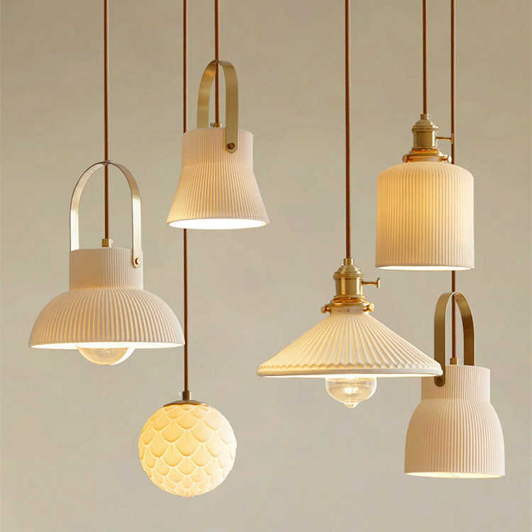 Aurelia Brass Pendant Light – Minimal Ceramic Glow